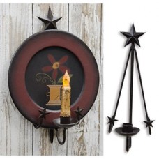 Star Plate Hanger / Taper Candle Holder 13½" tall by 4" wide Black Metal   361916326596